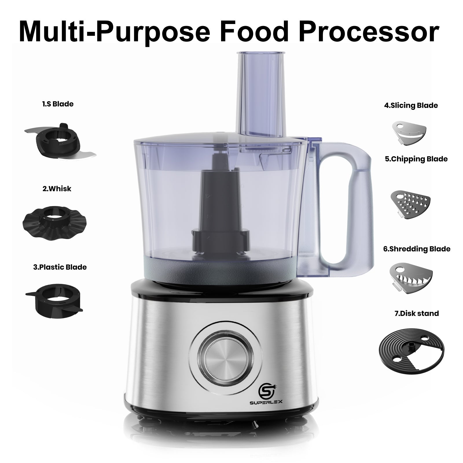 Compact Stainless Steel Food Processor with 1.75L Jar & Multi-Function Blades - Image 4