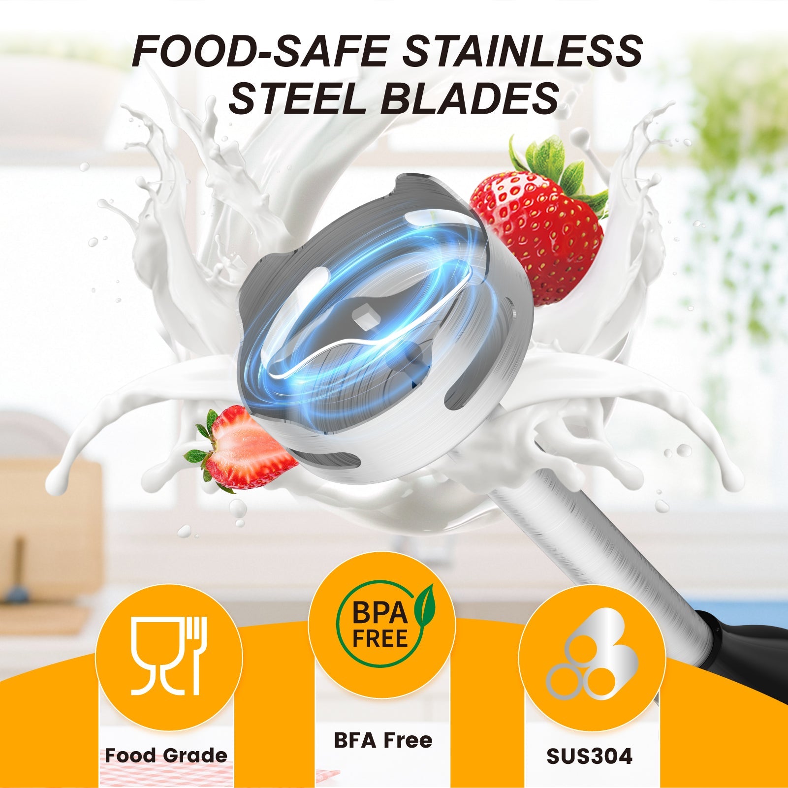 600W Stick Blender with Stainless Steel Blade & Adjustable Speeds - Image 4