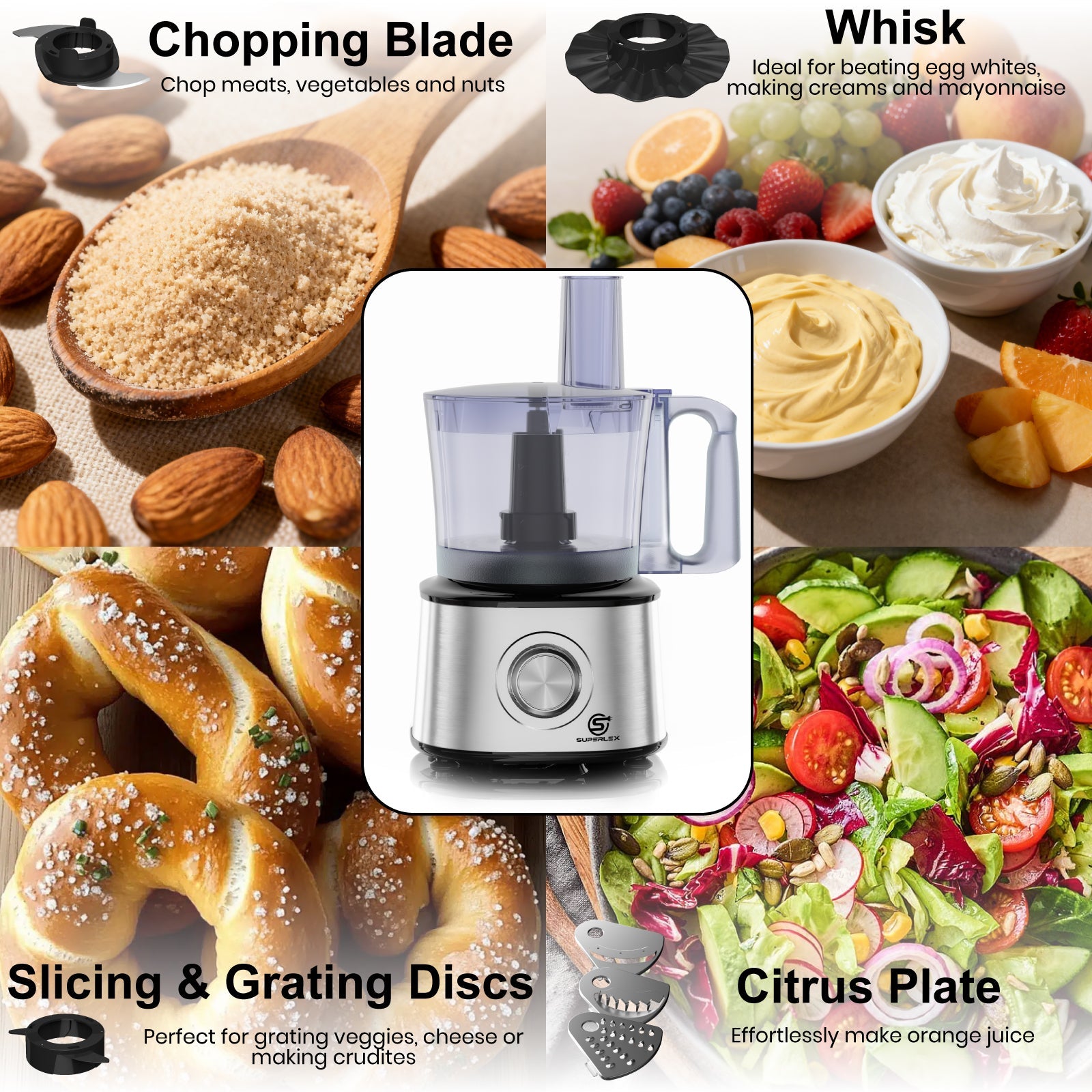 Compact Stainless Steel Food Processor with 1.75L Jar & Multi-Function Blades - Image 5