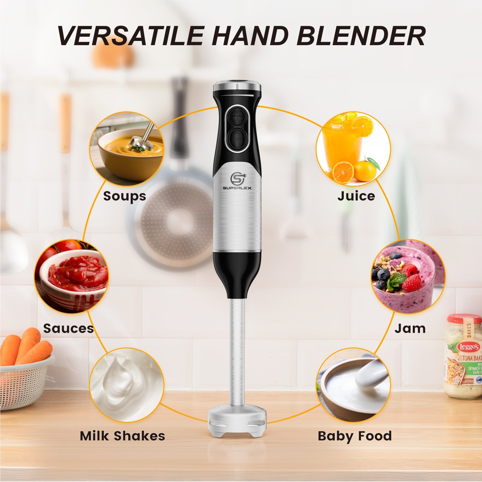 600W Stick Blender with Stainless Steel Blade & Adjustable Speeds - Image 5